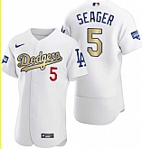 Dodgers 5 Corey Seager White Gold Nike 2020 World Series Champions Flexbase Jersey Dzhi,baseball caps,new era cap wholesale,wholesale hats